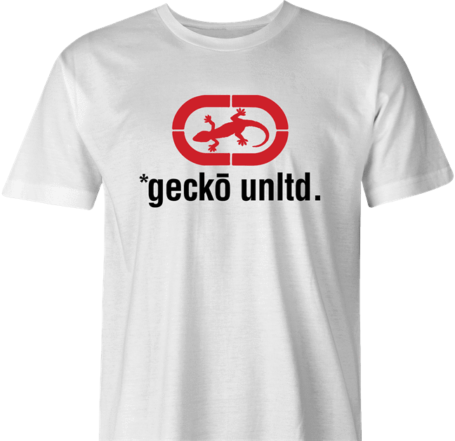 Gecko car insurance and Ecko Apparel funny t-shirt men's white  