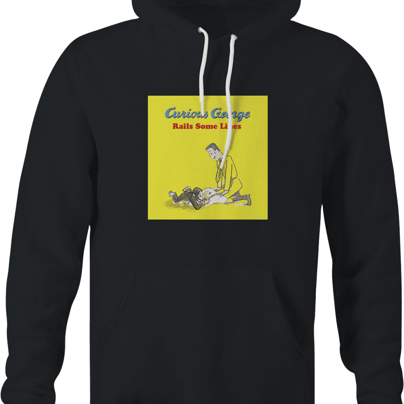 funny cocaine george monkey men's black parody hoodie