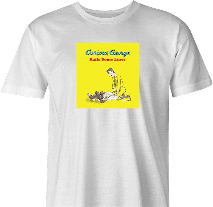 funny cocaine george monkey men's white parody t-shirt