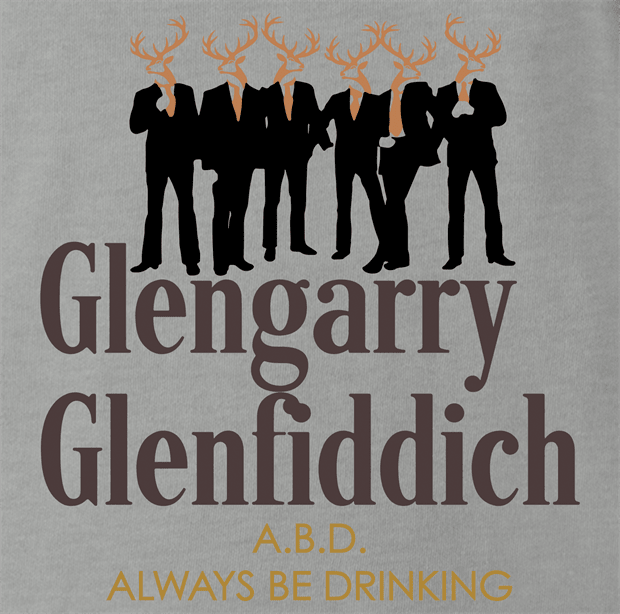 funny glengarry glenross glen fiddich mashup ash grey t-shirt