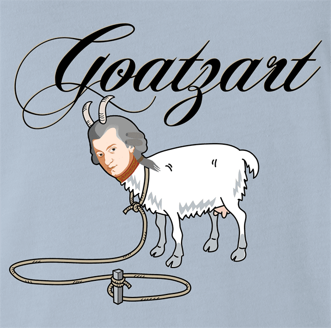 Funny Mozart is The Goat Mashup Parody Parody Light Blue T-Shirt