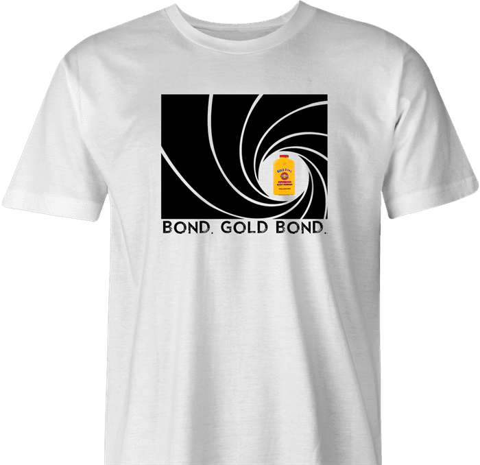 Funny Gold Bond James Bond Mashup t-shirt white men's