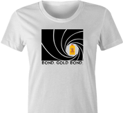 Funny Gold Bond James Bond Mashup t-shirt white women's