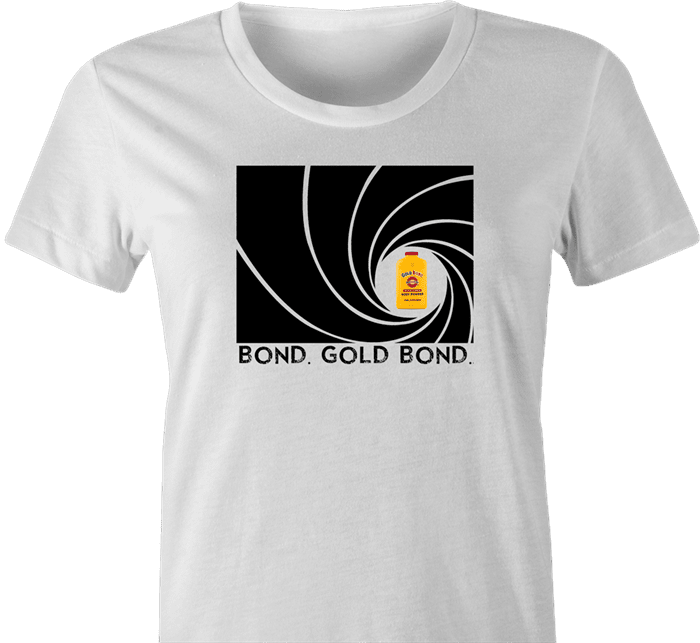 Funny Gold Bond James Bond Mashup t-shirt white women's