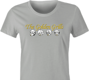 funny Golden Girls TV Sitcom and Grills For Teeth Parody Mashup t-shirt women's Ash Grey