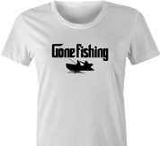 Funny Gone Fishing | Sleeps with the Fish Mafia Mob Parody white women's t-shirt