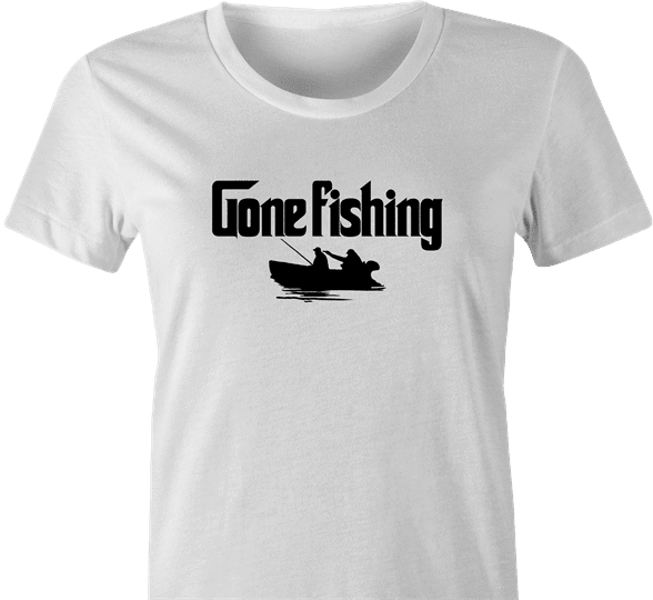 Funny Gone Fishing | Sleeps with the Fish Mafia Mob Parody white women's t-shirt