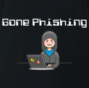 Funny Gone Phishing Hacker Parody black t-shirt