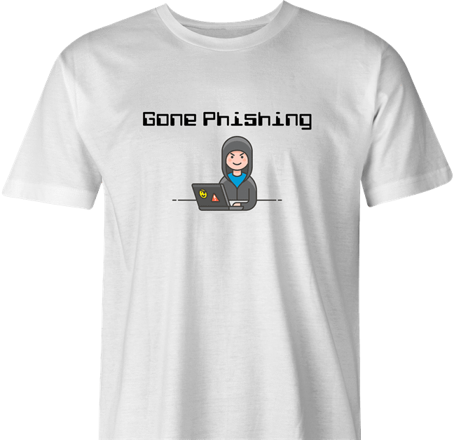 Funny Gone Phishing Hacker Parody White Men's T-Shirt