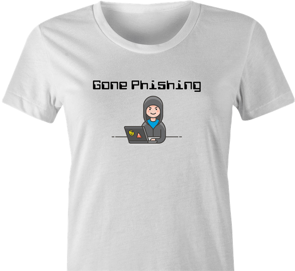 Funny Gone Phishing Hacker Parody white women's t-shirt