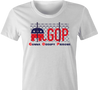 funny Impeach Trump Republican GOP political parodys t-shirt white women's 