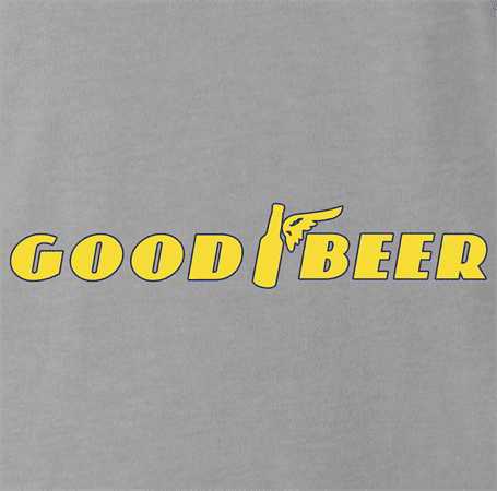 Funny Good Beer and Goodyear Tires parody t-shirt grey