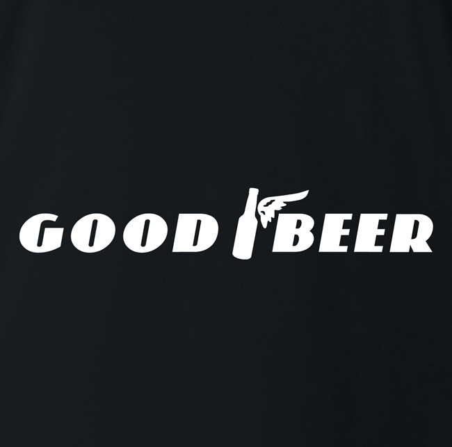 Funny Good Beer and Goodyear Tires parody t-shirt black