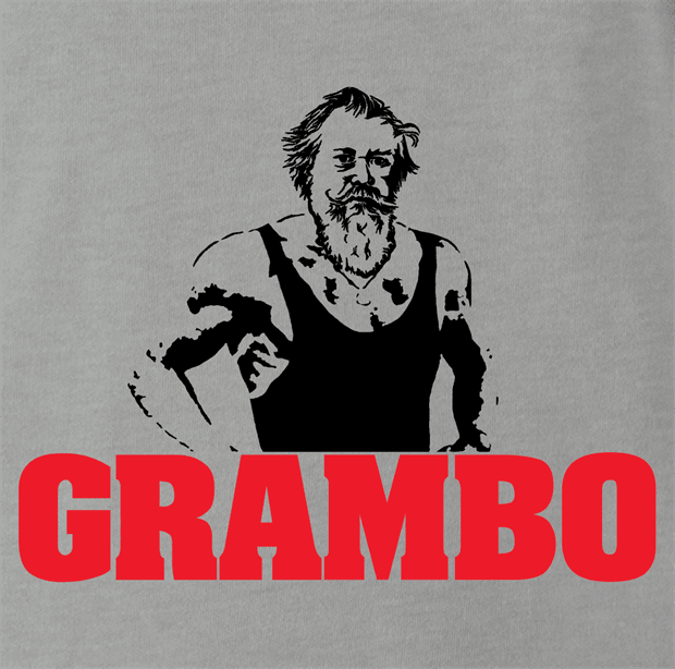 funny Rambo Grandfather Grambo Parody ash grey t-shirt