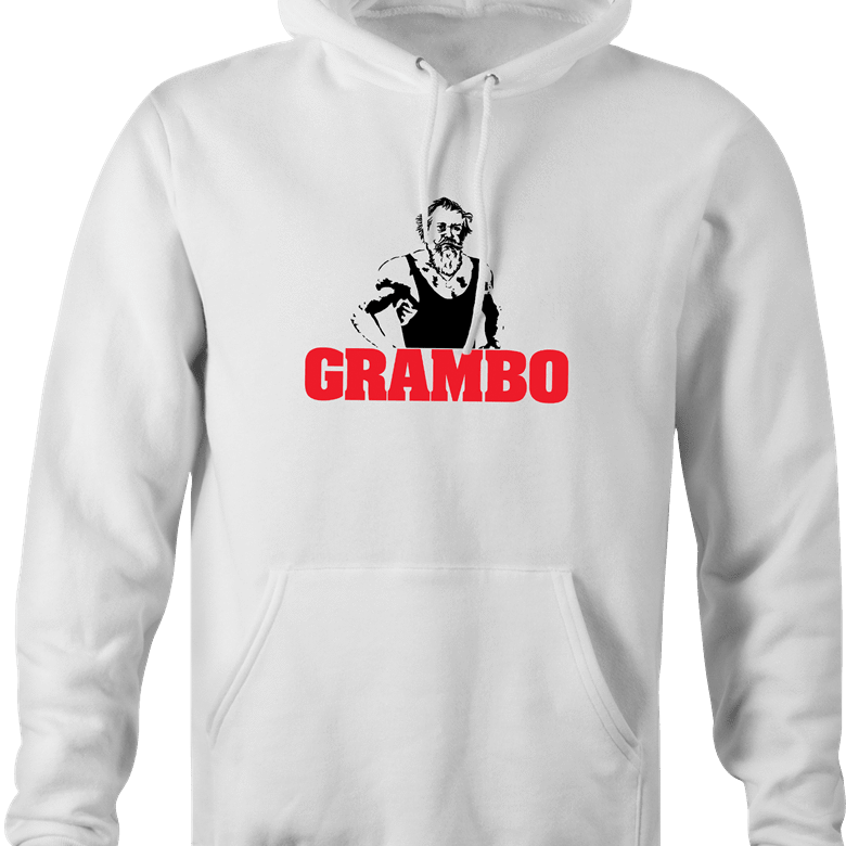 funny Rambo Grandfather Grambo Parody white hoodie