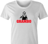 funny Rambo Grandfather Grambo Parody white women's t-shirt