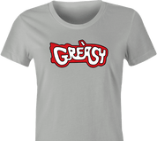funny Greasy Trailer Park Boys Grease Parody Mashup t-shirt women's Ash Grey