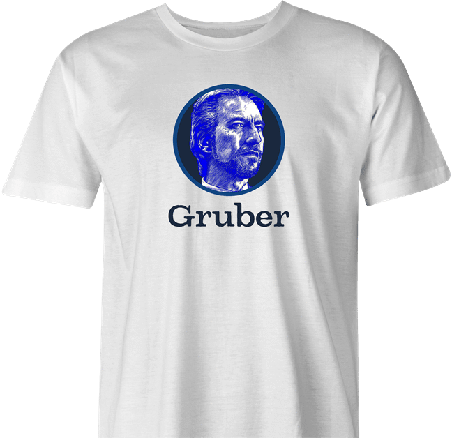 funny Die Hard Hans Gruber Gerber Baby Food Mashup white men's t-shirt