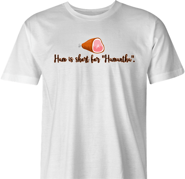 Funny Ham Meets Samantha Parody white men's t-shirt