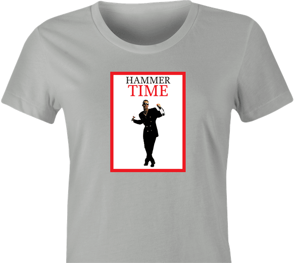 Funny MC Hammer Time Magazine Mashup Parody T-Shirt Women's Ash Grey