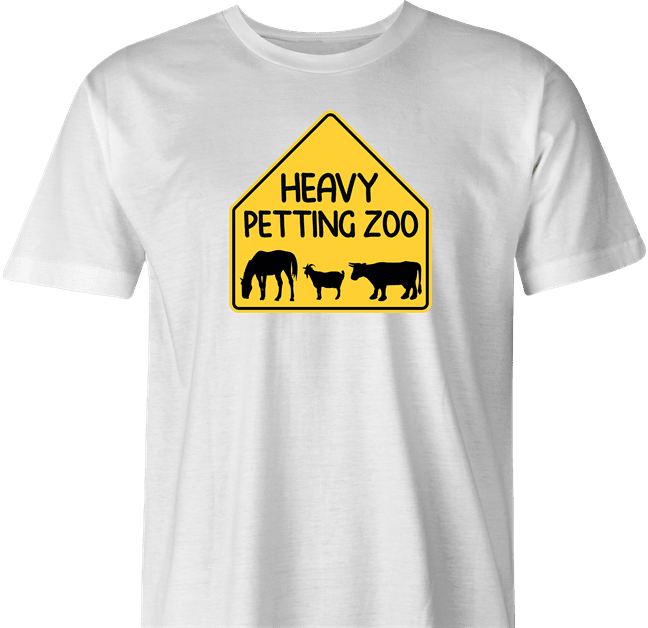 Funny Heavy Petting Zoo Warning Sign White Men's T-Shirt