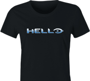 funny Hello Halo Mashup Parody women's black