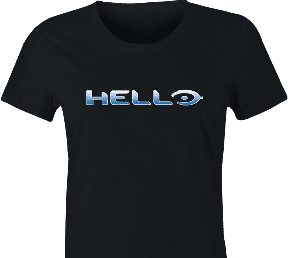 funny Hello Halo Mashup Parody women's black