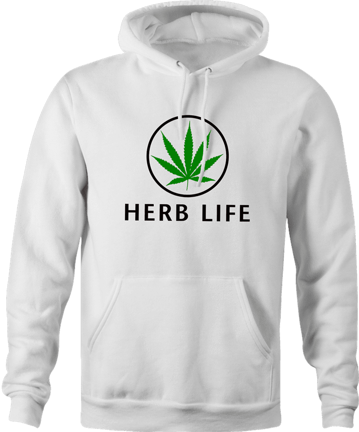 Weed Cannabis Herbal Life Parody hoodie white 