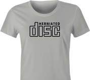 Funny Herniated Disc CD Mashup T-Shirt Women's Ash Grey