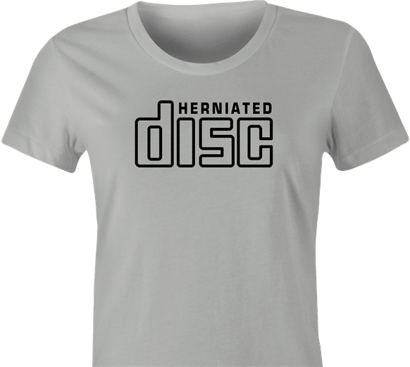 Funny Herniated Disc CD Mashup T-Shirt Women's Ash Grey