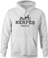 funny novelty hermes herpes parodys t-shirt white men's hoodie