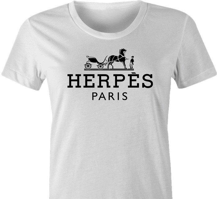 funny novelty hermes herpes parodys t-shirt white women's 
