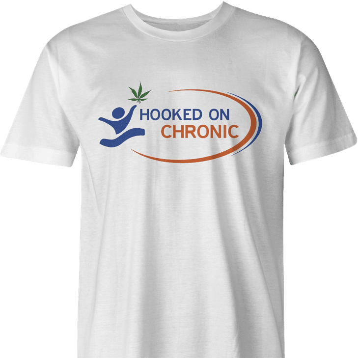 Funny hooked on chronic phonics weed t-shirt men's white 