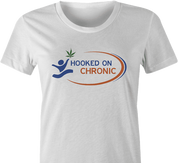 Funny hooked on chronic phonics weed t-shirt women's white 