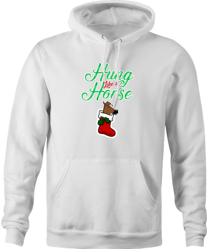 funny and Hilarious horse stocking stuffer for x-mas and christmas holiday season  Parody white hoodie