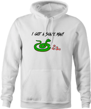 Funny adam sandler I have a snake man men's white hoodie