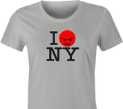 funny I Love NY Parody - I Hate New York t-shirt women's Ash Grey
