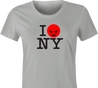 funny I Love NY Parody - I Hate New York t-shirt women's Ash Grey