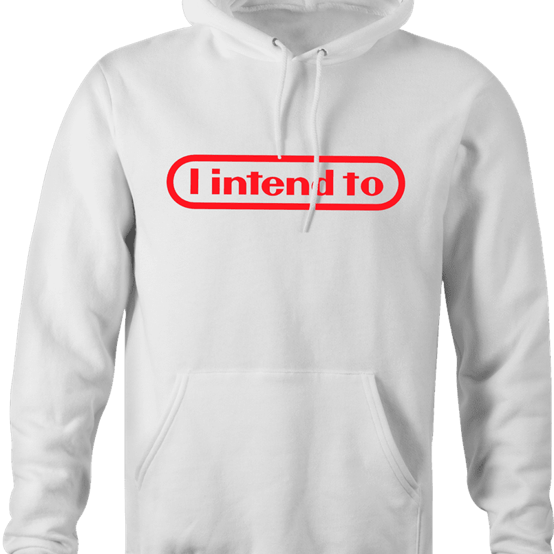funny i intende to nintendo white hoodie