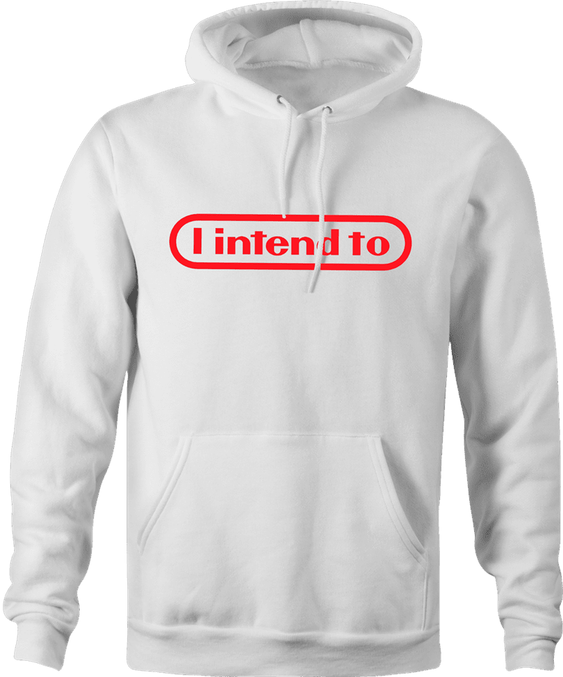 funny i intende to nintendo white hoodie