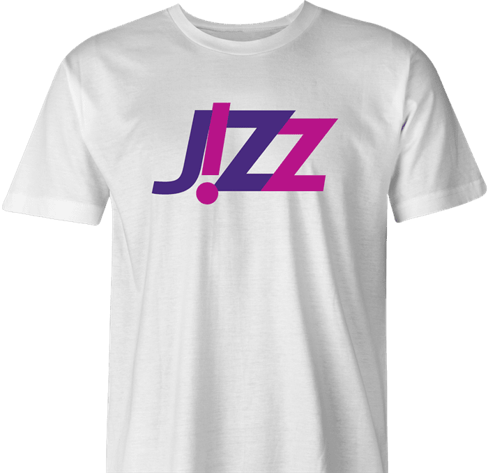 Funny Wizz Air sexy parody Jizz  t-shirt men's white 