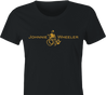 Funny Johnnie walker wheelchair parody women's black t-shirt 