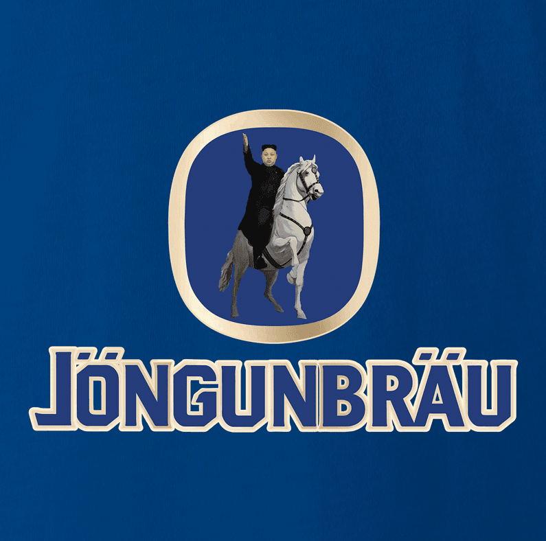 Funny north korea beer kim jong un lowenbrau royal blue t-shirt