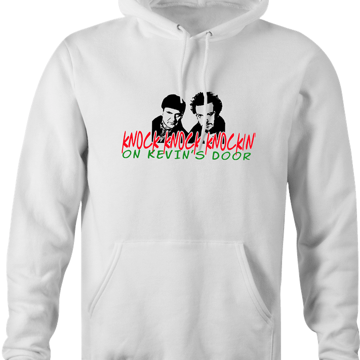 funny Home Alone Knocking On Kevins Door Parody white hoodie