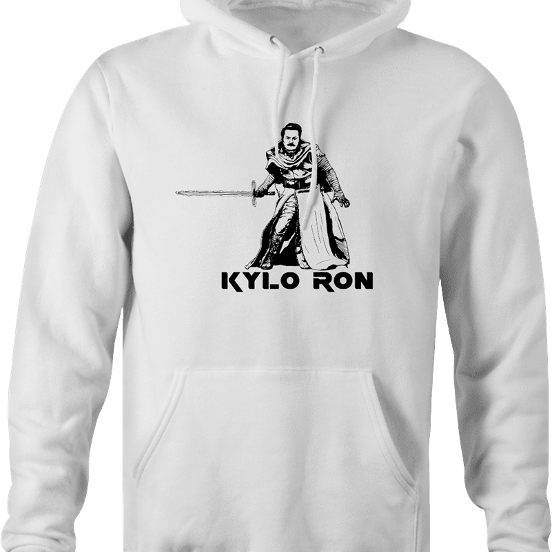 kylso ron swanson star wars white hoodie