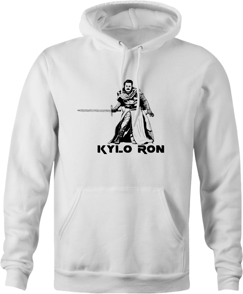 kylso ron swanson star wars white hoodie