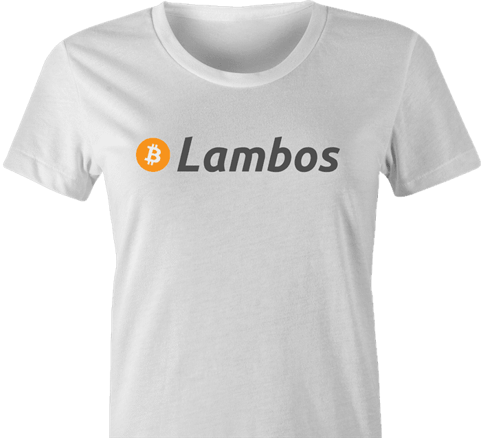 Funny BTC bitcoin lamborghiniwhite women's t-shirt