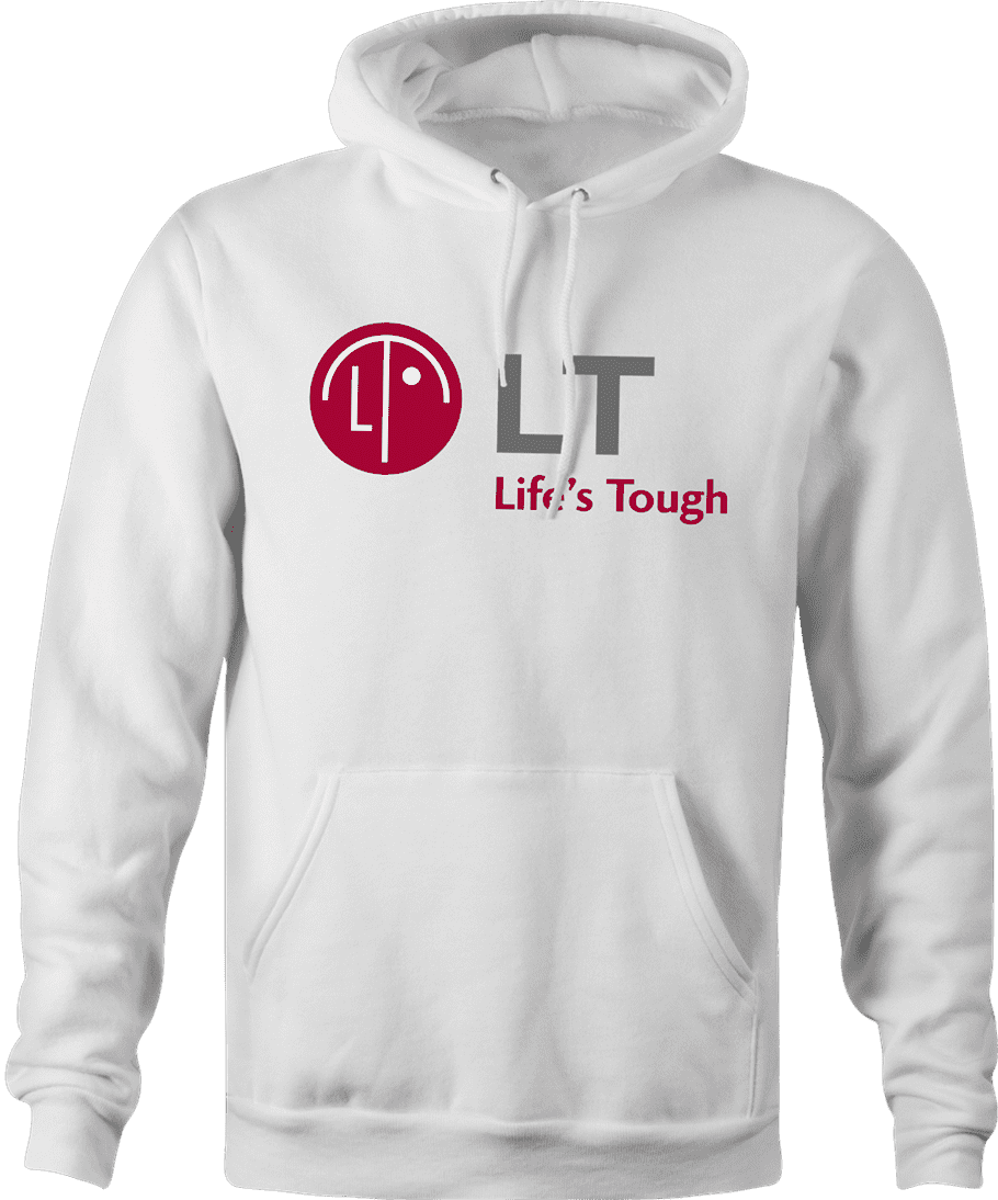 funny Lifes Tough LG Brand Parody t-shirt white men's hoodie