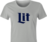 funny Lit Miller Light Mashup t-shirt women's Ash Grey