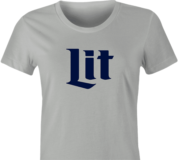 funny Lit Miller Light Mashup t-shirt women's Ash Grey